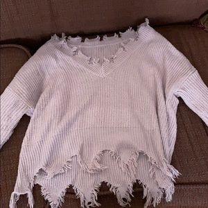 Frayed lilac sweater